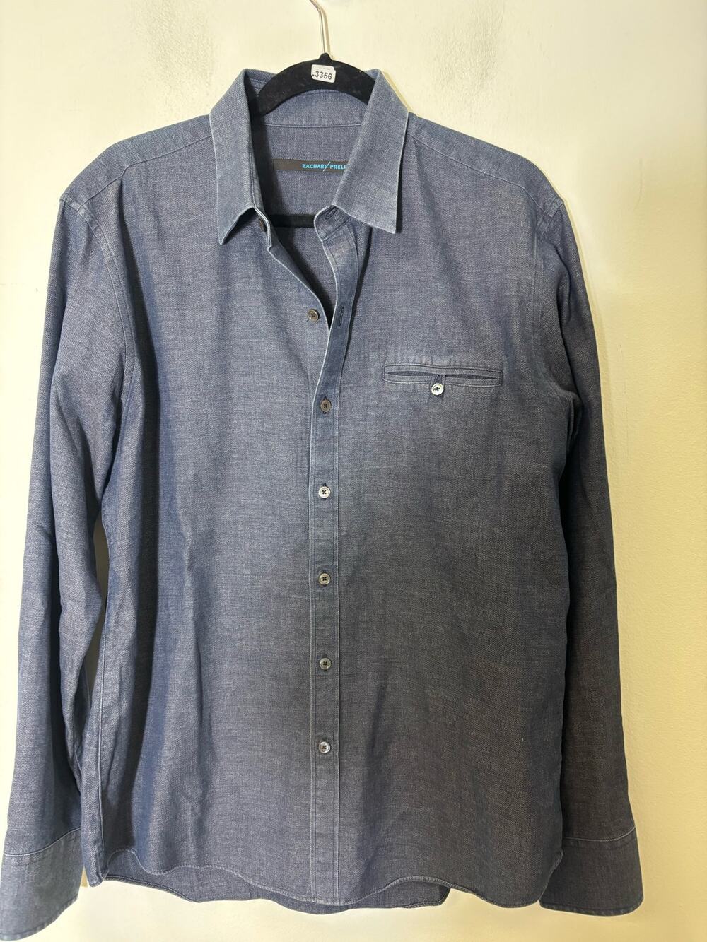 Men's Zachary Prell Dark Gray Cotton Long Sleeve Button Down Shirt Sz L
